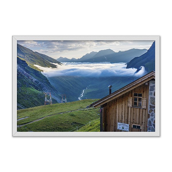 Quadro Decorativo Paisagem Verde Cabana Nas Montanhas