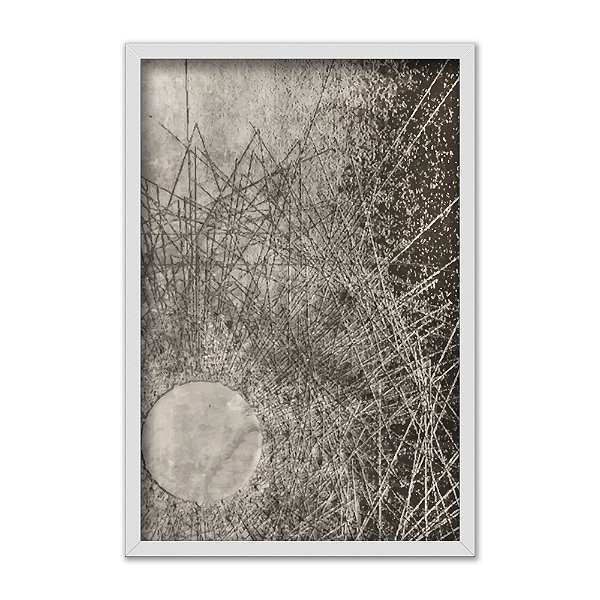 Quadro Decorativo Efeito Textura Circulo Cinza Abstrato