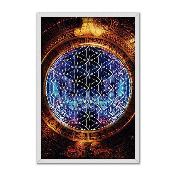 Quadro Decorativo Mandala Portal Azul Laranja