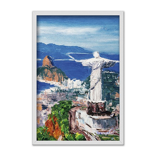 Quadro Decorativo Efeito Pintura Corcovado Rio De Janeiro Cristo Redentor