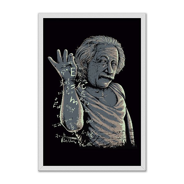 Quadro Decorativo Einstein Estilizado Preto e Branco