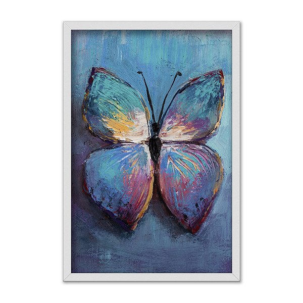 Quadro Decorativo Efeito Pintura Borboleta Colorida