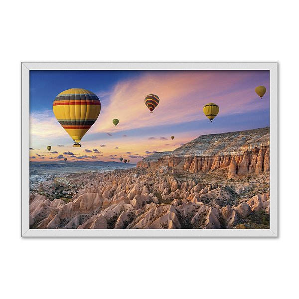 Quadro Decorativo Balões de Ar Quente Sob Paisagem Rochosa