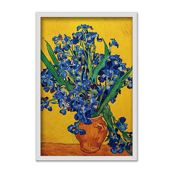 Quadro Decorativo Efeito Pintura Vaso de Flores Azuis