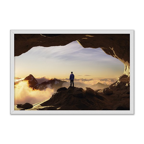 Quadro Decorativo Homem No Topo da Montanha