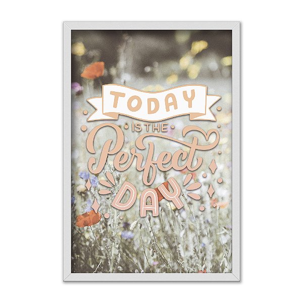 Quadro Decorativo Frase Hoje É O Dia Perfeito Rosa Floral