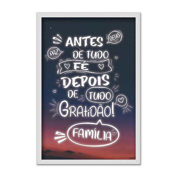 Quadro Decorativo Frase Gratidão Antes de Tudo...