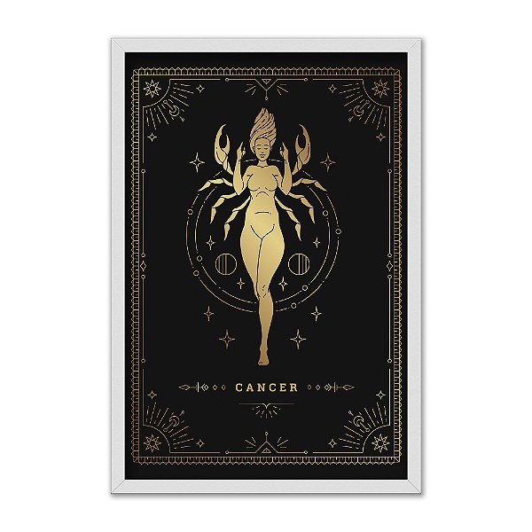 Quadro Decorativo Horóscopo Signo Câncer Detalhes Dourados
