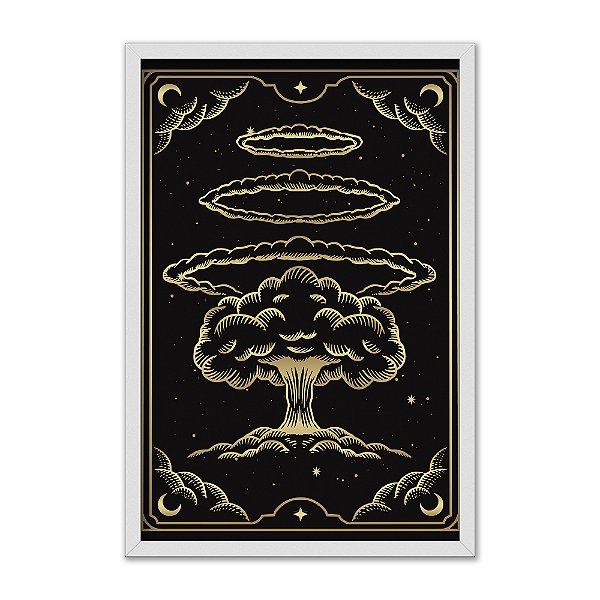 Quadro Decorativo ExplosãoTarô Fundo Preto Detalhes Dourados