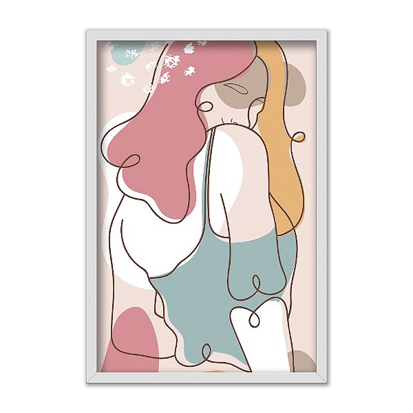 Quadro Decorativo Abstrato Mulher Colorido Sketch