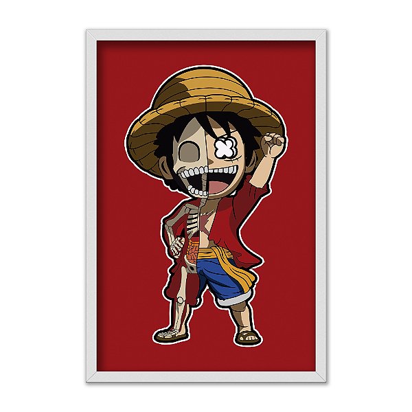 Quadro Decorativo Anime One Piece Luff Metade Esqueleto Pirata