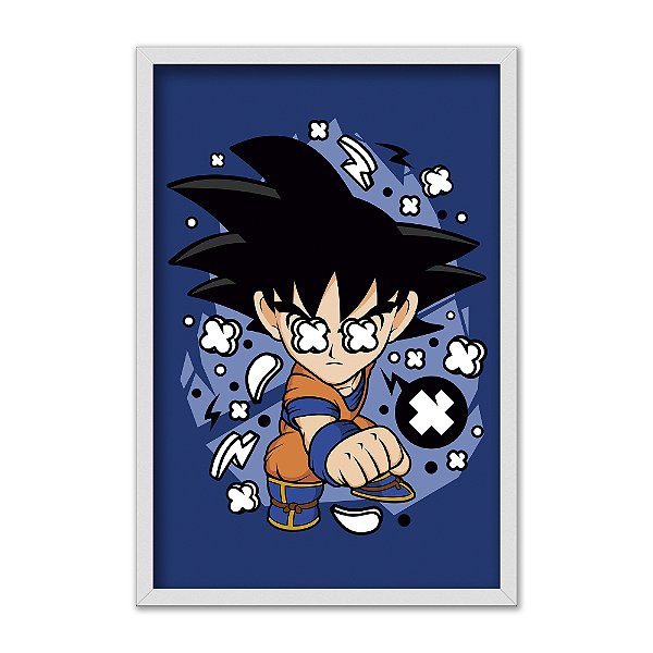 Quadro Decorativo Chibi Goku Dragon Ball Fundo Azul