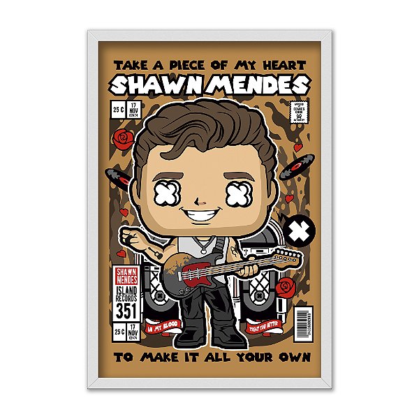 Quadro Decorativo Cantor Pop Shawn Mnedes Chibi