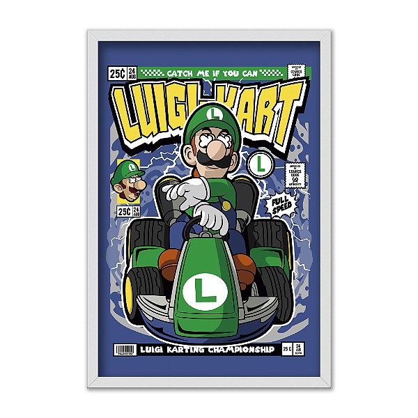 Quadro Decorativo Jogo Mario Kart Personagem Luigi Chibi