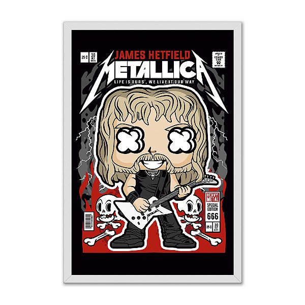 Quadro Decorativo Banda Metallica Vocalista James Rock Chibi