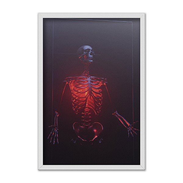 Quadro Decorativo Esqueleto Coração Preto Vermelho