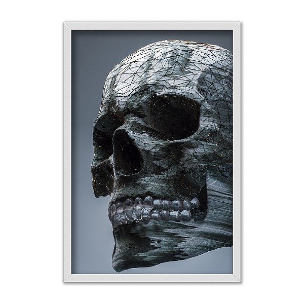 Quadro Decorativo Caveira Estampa Cinza Abstrata