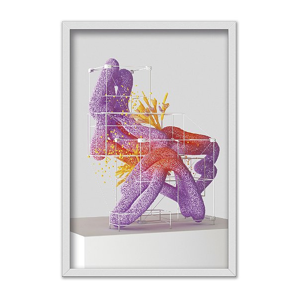 Quadro Decorativo Contemporâneo Roxo Vermelho Abstrato