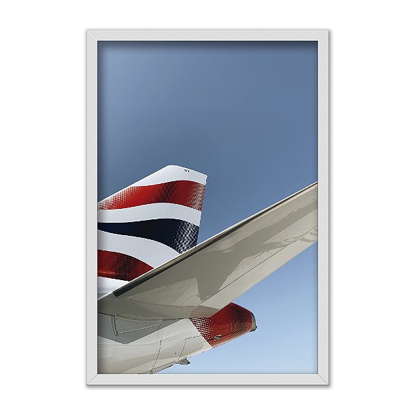 Quadro Decorativo Cauda De Avião Listra Vermelha E Azul