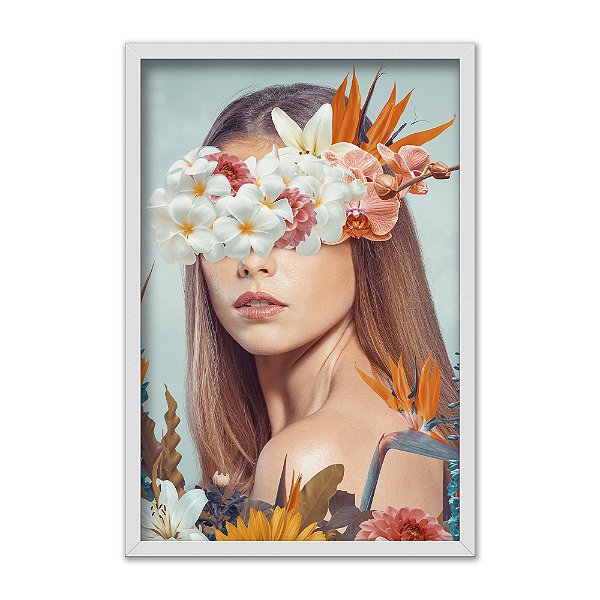 Quadro Decorativo Mulher Flor Sob Face Surrealismo