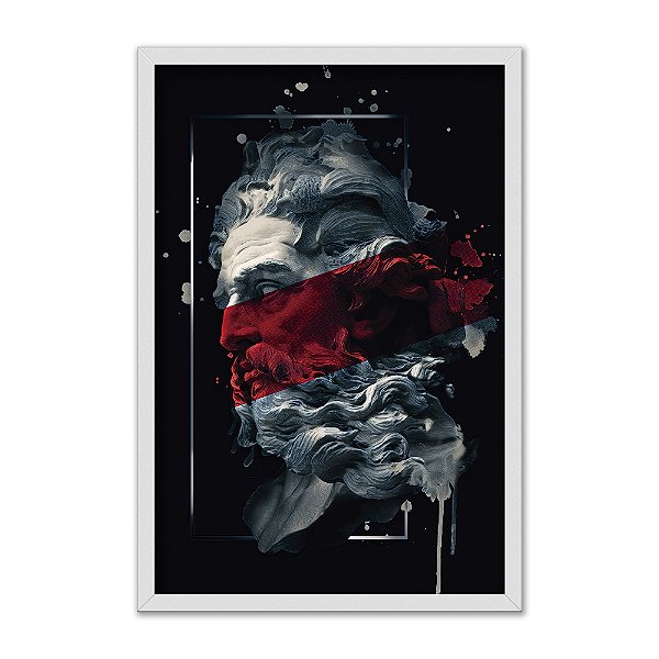 Quadro Decorativo Estátua Grega Faixa Vermelha