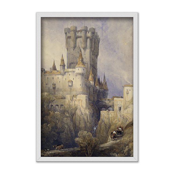 Quadro Decorativo Castelo Medieval Efeito Pintura