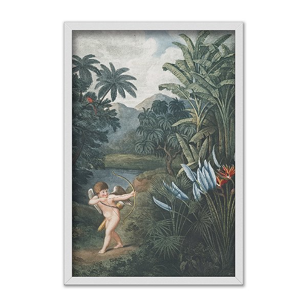 Quadro Decorativo Efeito Pintura Cupido Floresta