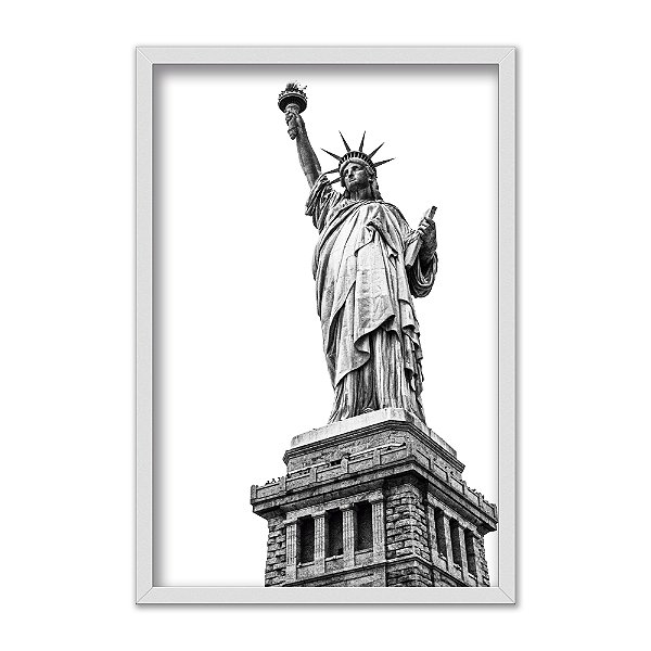 Quadro Decorativo Estátua Da Liberdade Preto E Branca