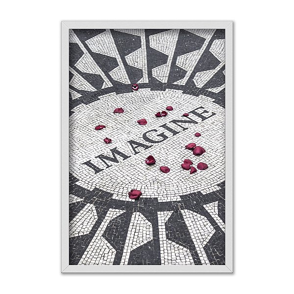 Quadro Decorativo Chão Ladrilho Com Pétalas Frase Imagine