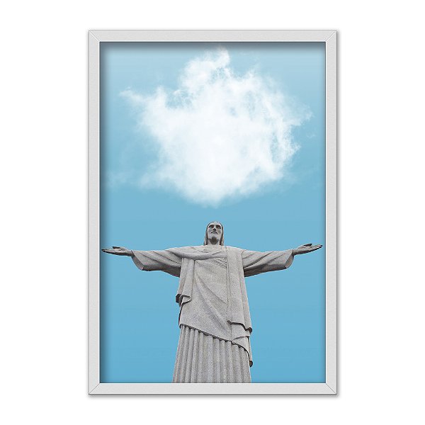 Quadro Decorativo Cristo Redentor Contraste Céu Azul