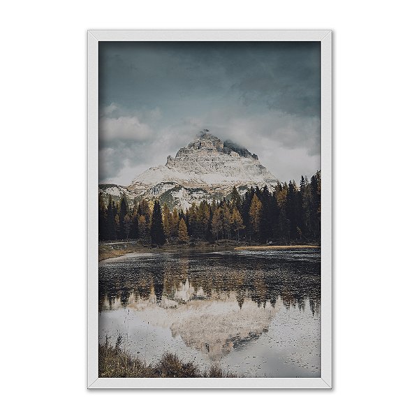 Quadro Decorativo Floresta Neve Montanha