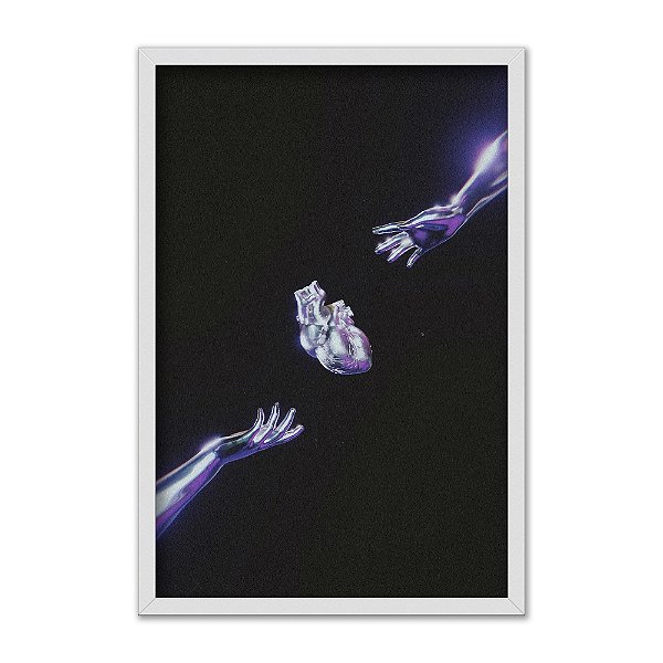 Quadro Decorativo Mãos Tocando Um Coração Abstrato