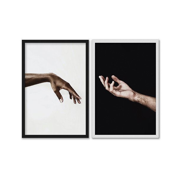 Kit Dois Quadros Decorativos Contraste Entre Mãos