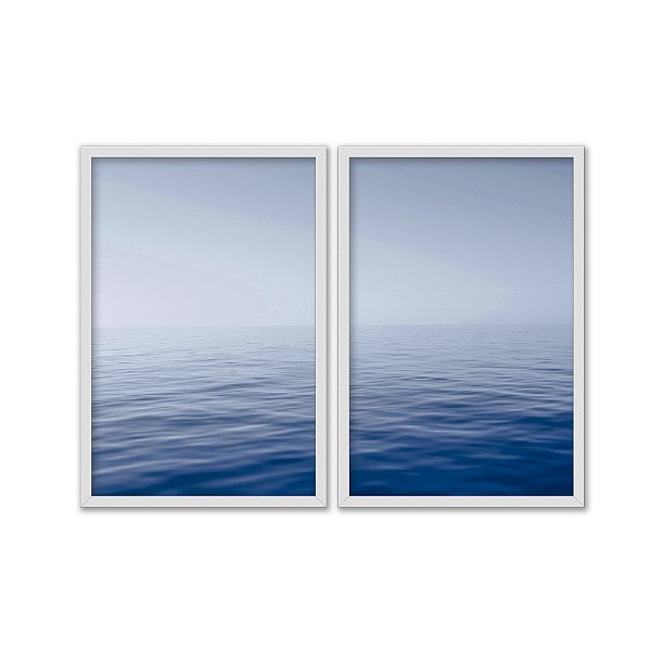 Kit Dois Quadros Decorativos Oceano Infinito Mar Azul