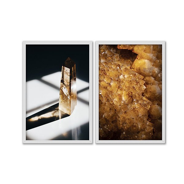 Kit Dois Quadros Decorativos Contraste Cristal Polido E Cristal Cru