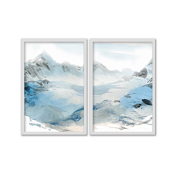 Kit Dois Quadros Decorativos Vale Nevado E Montanhas Congeladas