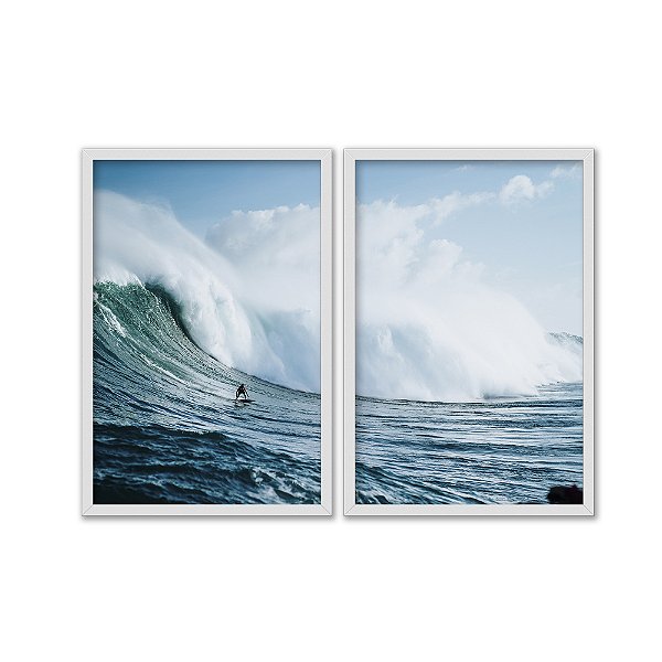 Kit Dois Quadros Decorativos Surf Em Ondas Gigantes