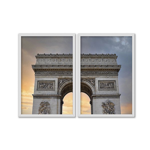 Kit Dois Quadros Decorativos Arco Do Trunfo Ao Entardercer