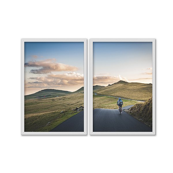 Kit Dois Quadros Decorativos Caminhante Observando O Horizonte