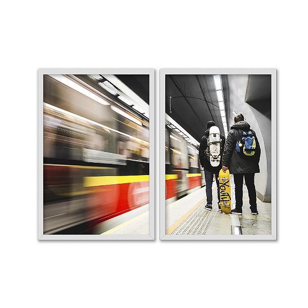 Kit Dois Quadros Decorativos Esqueitistas No Metro