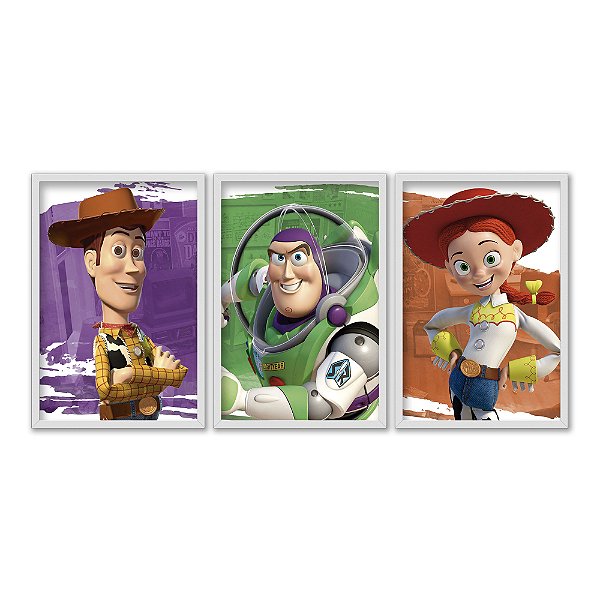 Kit 3 Quadros Decorativos Toy Story Personagens Infantil