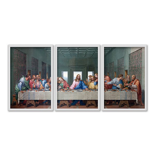Kit 3 Quadros Decorativos Efeito Pintura A Última Ceia