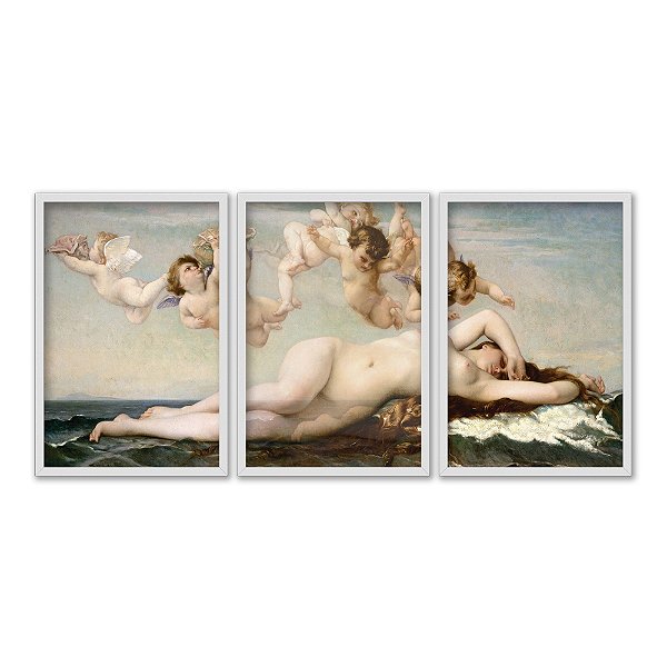 Kit 3 Quadros Decorativos Pintura Renacentista O Nascimento de Venus