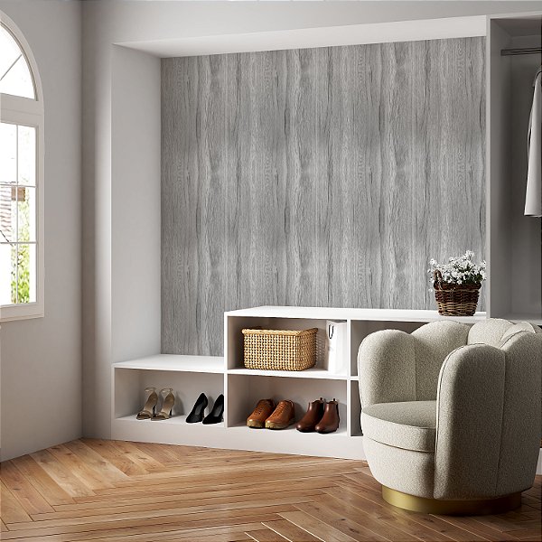 Papel de parede Autoadesivo Quarto Madeira Acinzentado