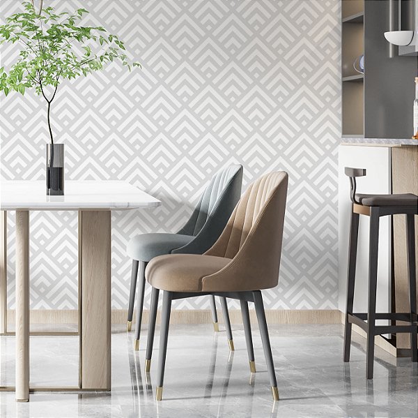 Papel de parede Autoadesivo Quarto Linhas Abstratas Seta Cinza Fundo Branco