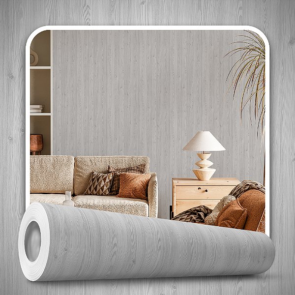 Papel de parede Autoadesivo pra Quarto Madeira Cinza