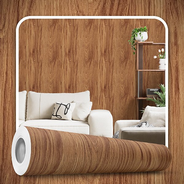 Papel de parede Autoadesivo Quarto Madeira Lisa Marrom