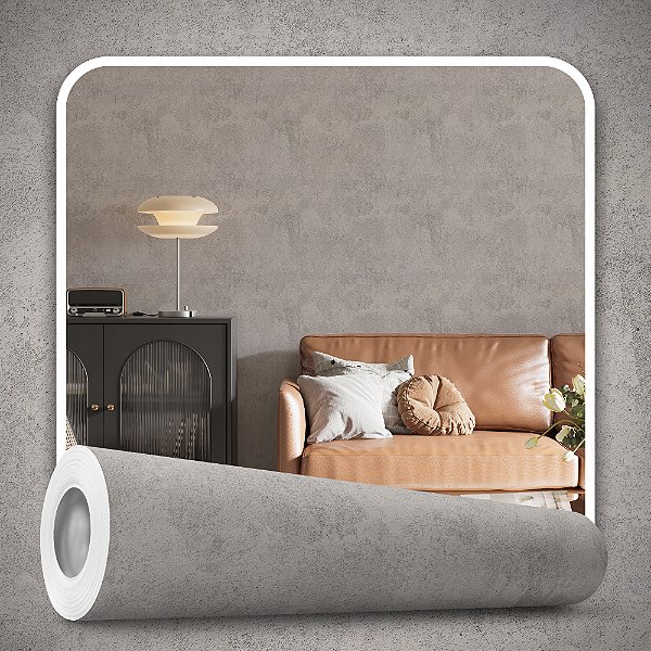 Papel de parede Autoadesivo Sala Cimento Queimado