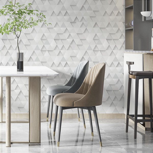 Papel de parede Autoadesivo Quarto Triângulo Mosaico Cinza