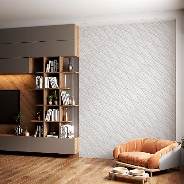 Papel de parede Autoadesivo Sala Linhas  Abstrato Losango